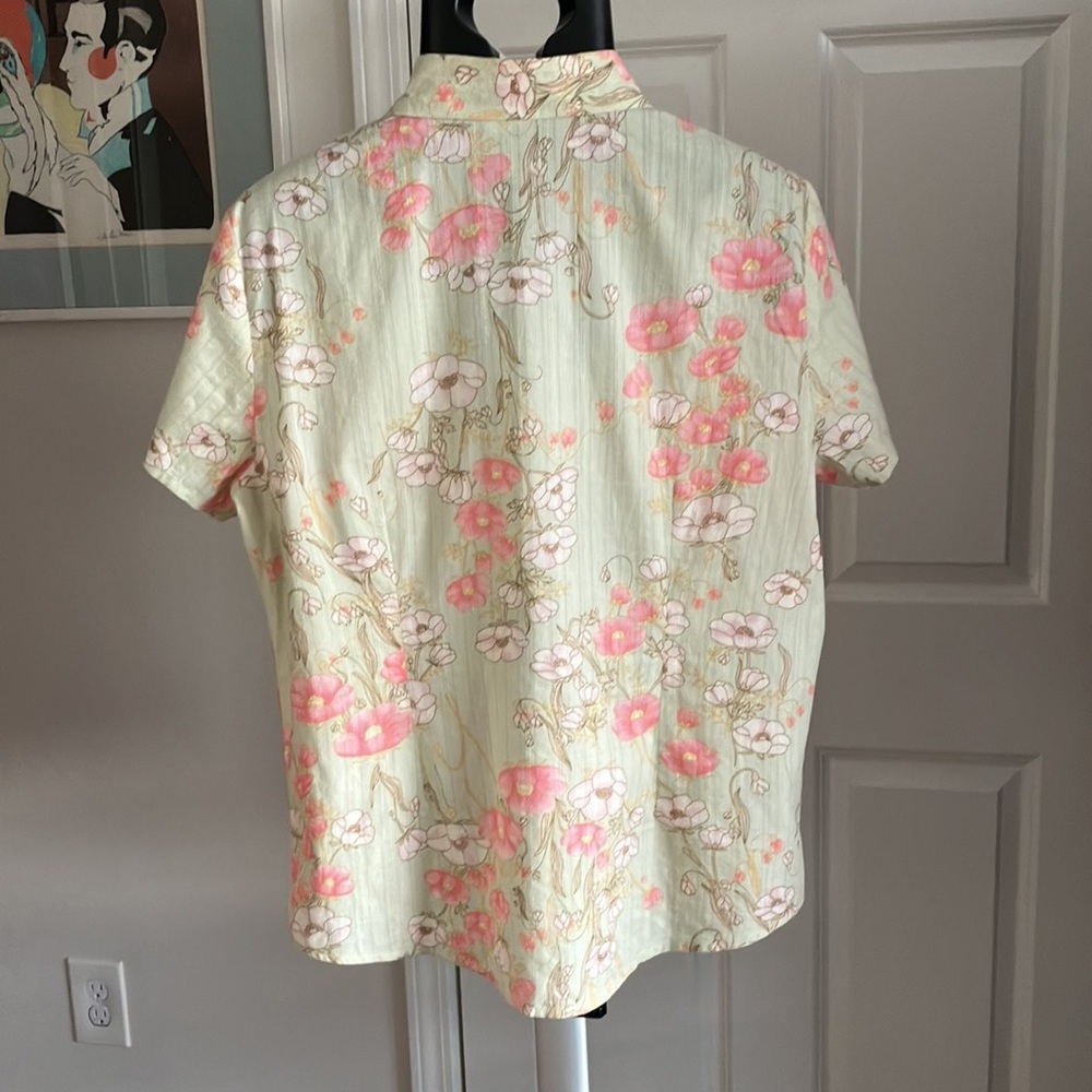 Vintage Lemon Grass size L button down green floral - Picture 11 of 12